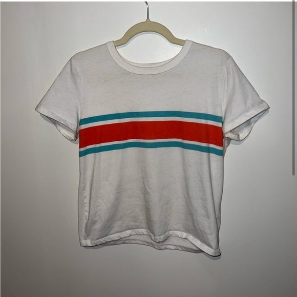 Teal and Orange Striped Tee - Picture 2 of 3